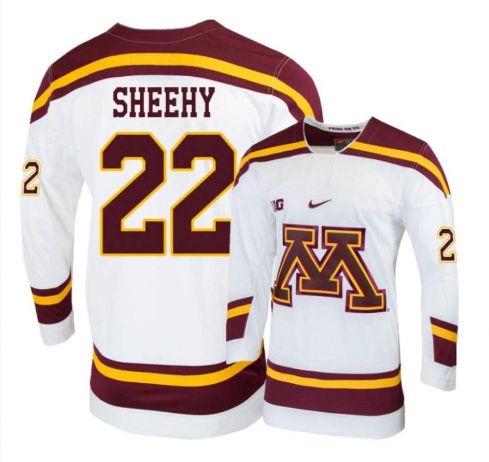 Men's Minnesota Golden Gophers #22 Tyler Sheehy Hockey All Stitched White Jersey by Hockey David
