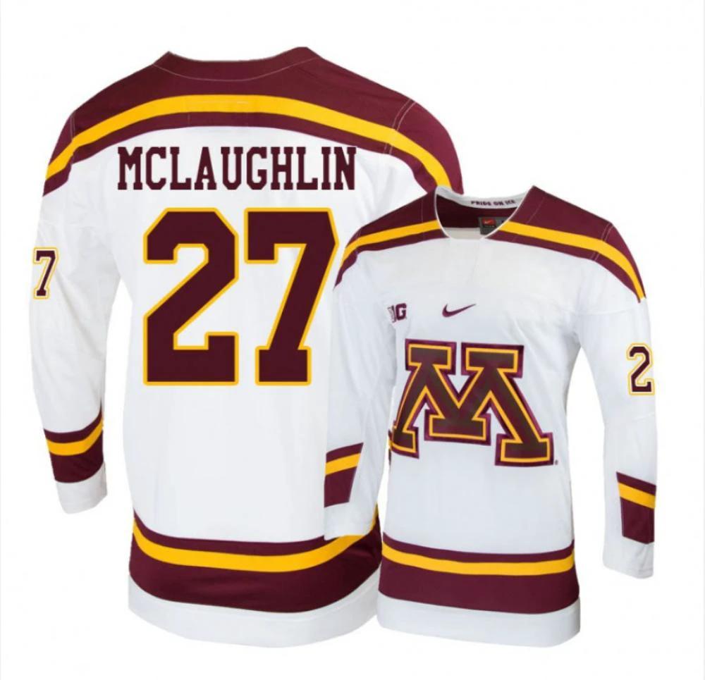 Men's Minnesota Golden Gophers #27 Blake McLaughlin Hockey Stitched White Jersey by Hockey David