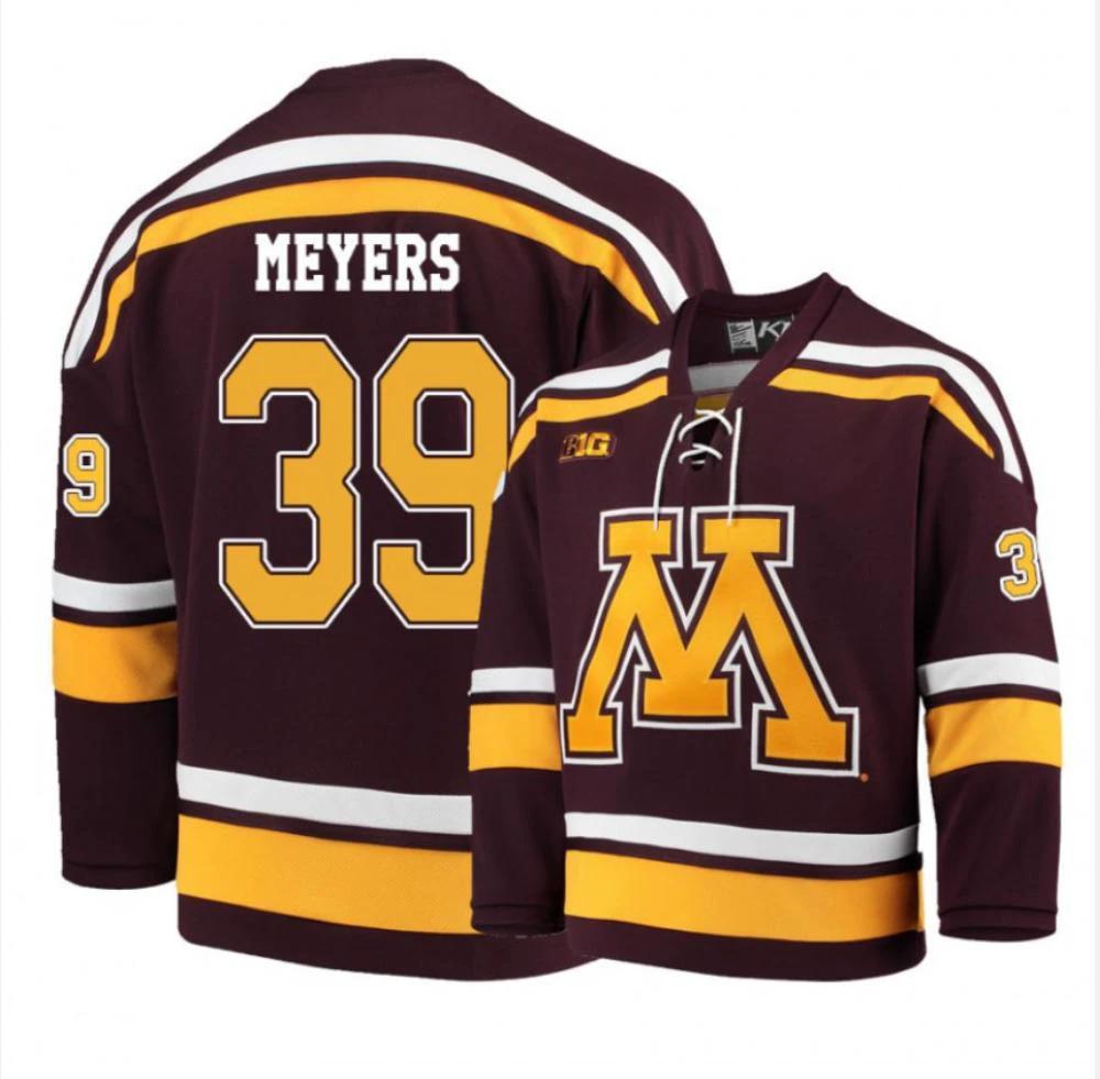 Men's Minnesota Golden Gophers #39 Ben Meyers Hockey All Stitched Maroon Jersey by Hockey David