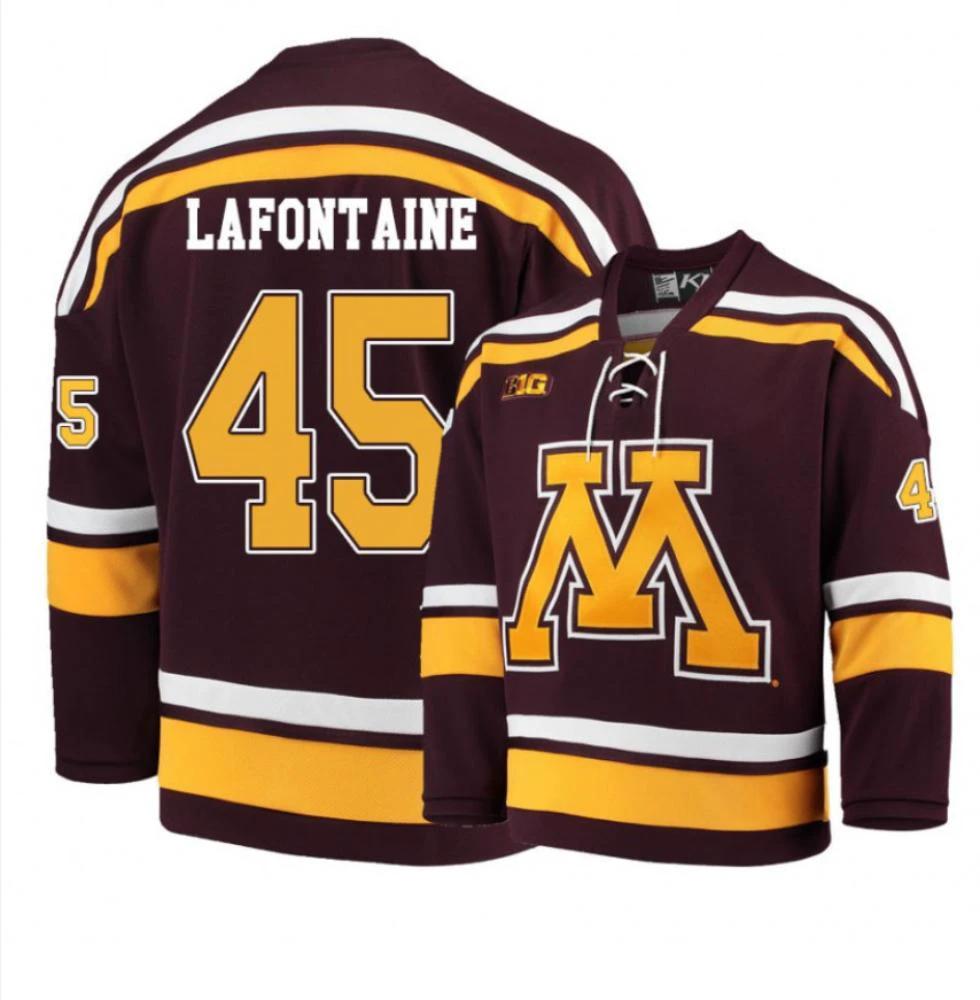Men's Minnesota Golden Gophers #45 Jack LaFontaine Hockey Stitched Maroon Jersey by Hockey David