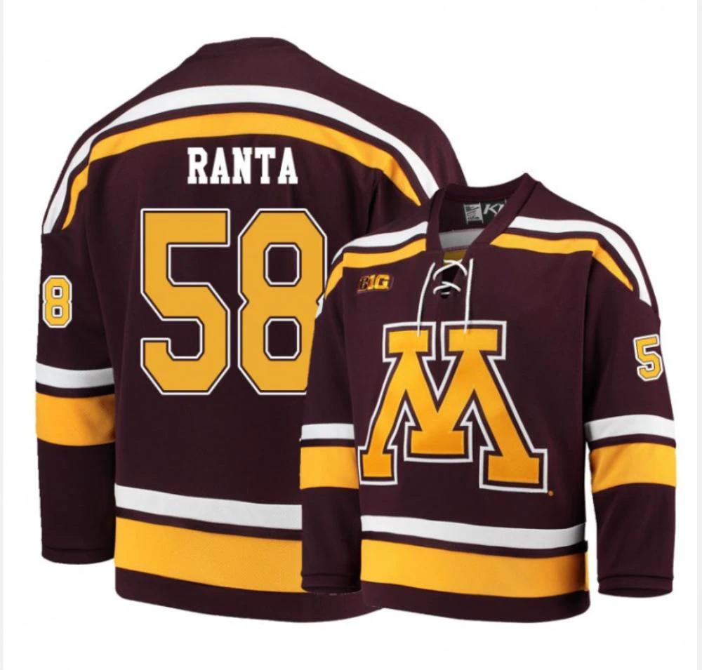 Men's Minnesota Golden Gophers #58 Sampo Ranta Hockey All Stitched Maroon Jersey by Hockey David