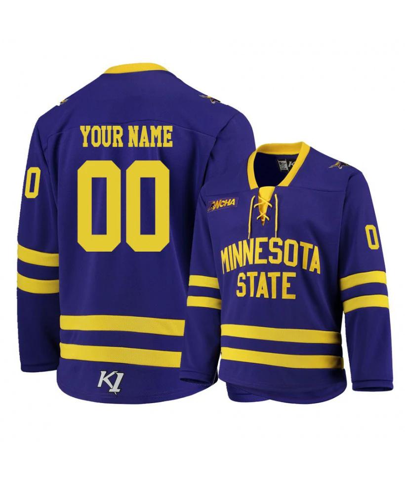Men's Minnesota State University Mankato Purple Custom Hockey Jersey by Hockey David