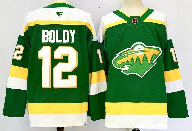 Men's Minnesota Wild #12 Matt Boldy Jersey Stitched by Hockey David