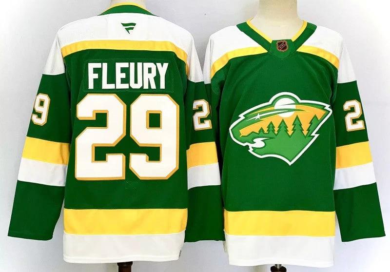 Men's Minnesota Wild #29 Marc-Andre Fleury Jersey Stitched by Hockey David