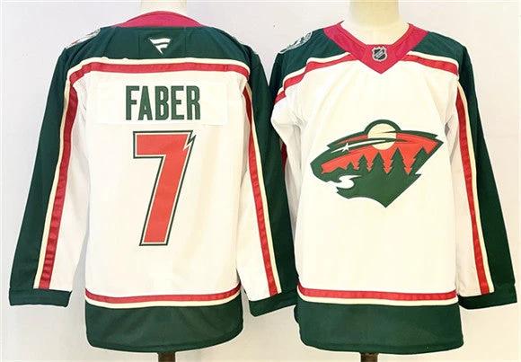 Men's Minnesota Wild #7 Brock Faber Jersey White 2025 25th Anniversary Stitched by Hockey David