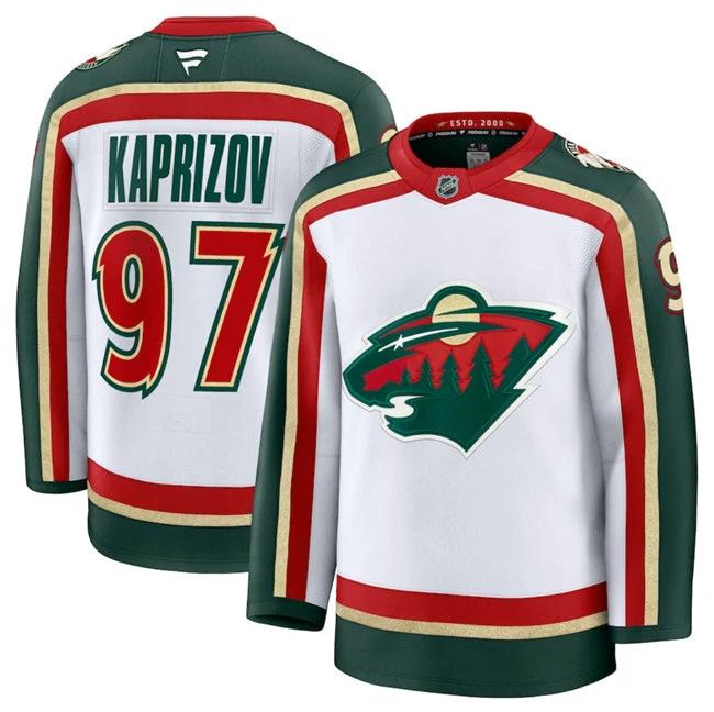 Men's Minnesota Wild #97 Kirill Kaprizov Jersey White 2025 25th Anniversary Stitched by Hockey David
