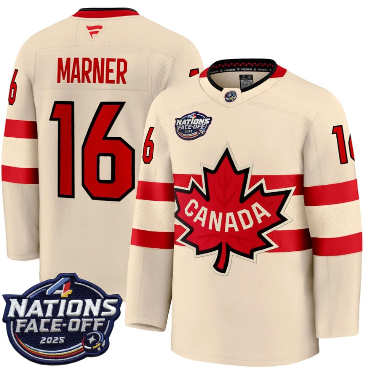 Men's Mitch Marner Jersey #16 Canada 4 Nations Face-Off 2025 Stitched Cream by Hockey David