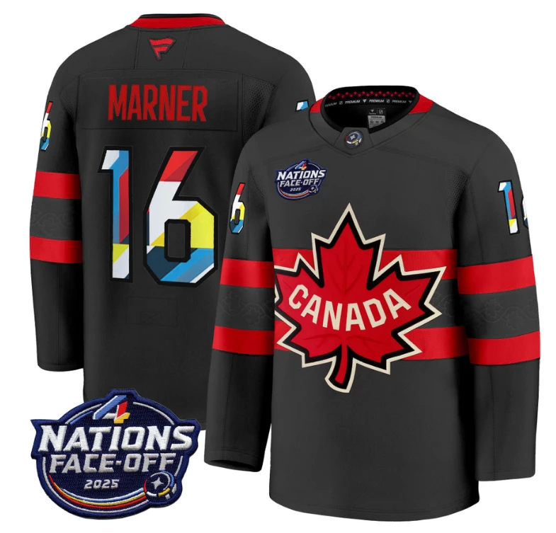 Men's Mitch Marner Jersey #16 Canada 4 Nations Face-Off 2025 V2 Stitched Black by Hockey David