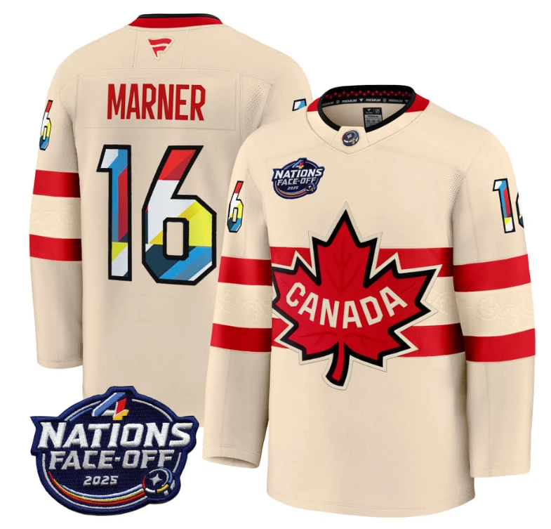 Men's Mitch Marner Jersey #16 Canada 4 Nations Face-Off 2025 V2 Stitched Cream by Hockey David