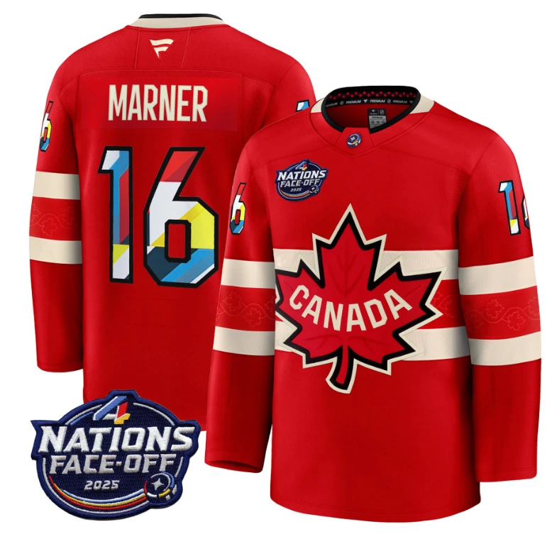 Men's Mitch Marner Jersey #16 Canada 4 Nations Face-Off 2025 V2 Stitched Red (Copy) by Hockey David