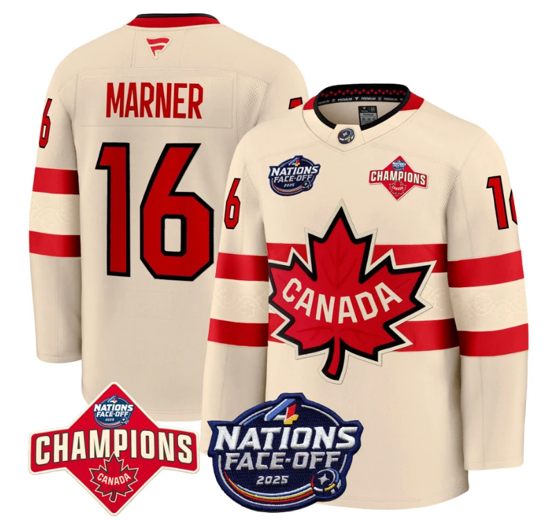 Men's Mitch Marner Jersey #67 Canada 4 Nations Face-Off 2025 Champions Cream by Hockey David
