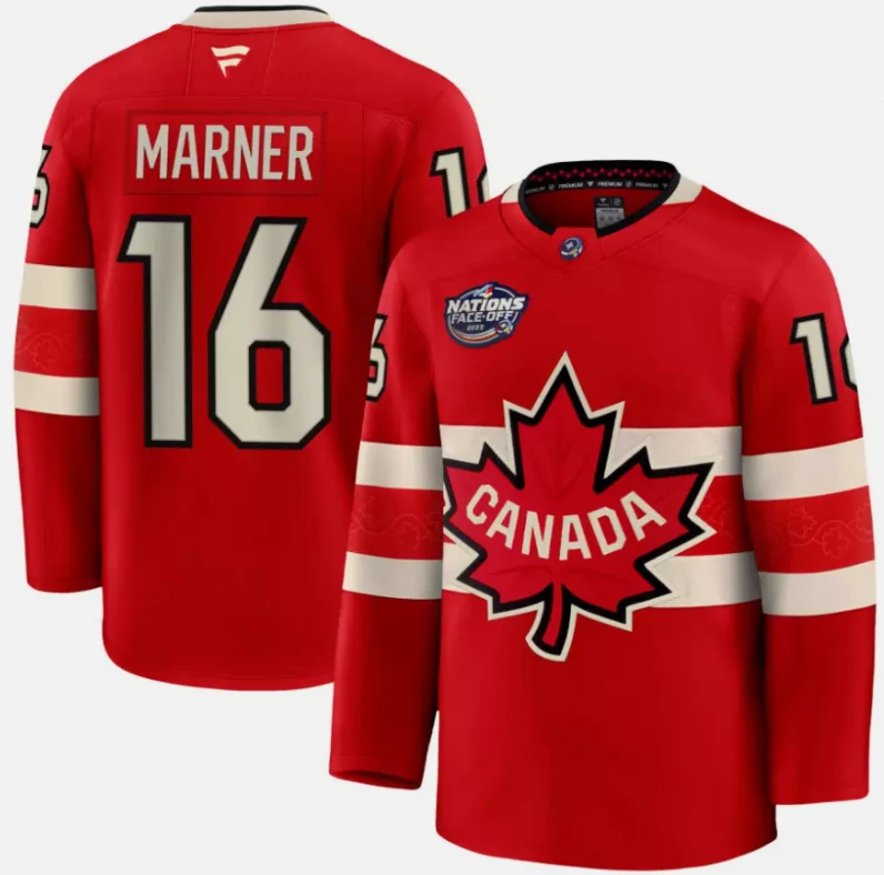 Men's Mitchell Marner Jersey #16 Red 2025 4 Nations Face-Off Stitched by Hockey David