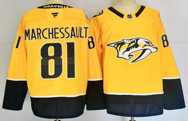 Men's Nashville Predators #81 Jonathan Marchessault Jersey Stiched by Hockey David