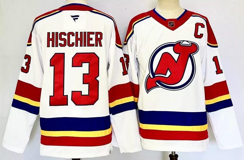 Men's New Jersey Devils #13 Nico Hischier Jersey by Hockey David
