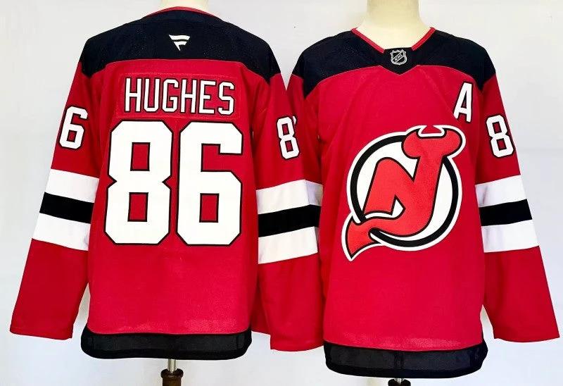 Men's New Jersey Devils #86 Jack Hughes Jersey Stitched by Hockey David