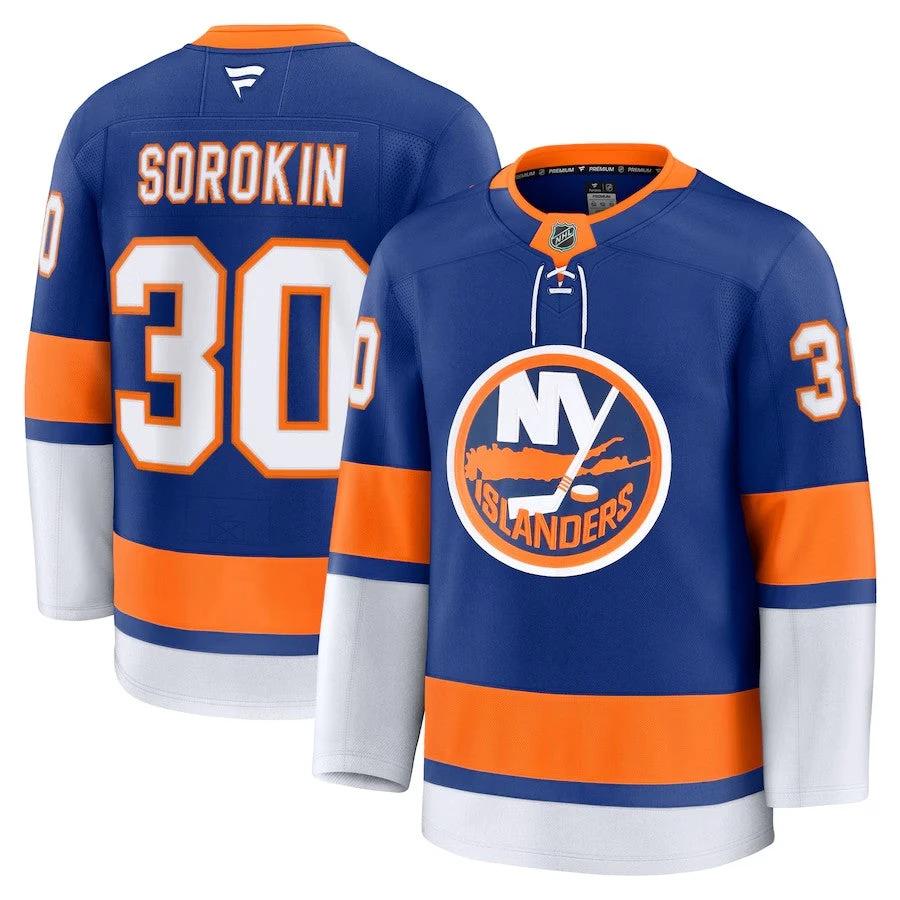 Men's New York Islanders #30 Ilya Sorokin Home Premium Jersey Royal by Hockey David