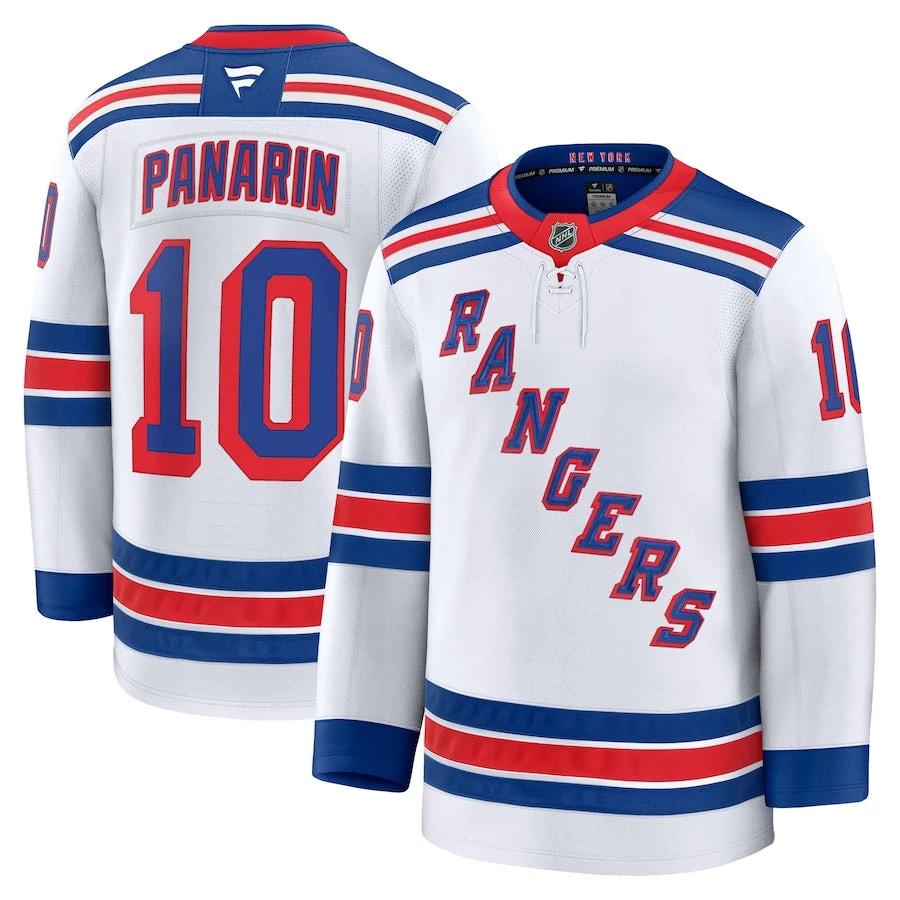 Men's New York Rangers #10 Artemi Panarin Away Premium Jersey White by Hockey David