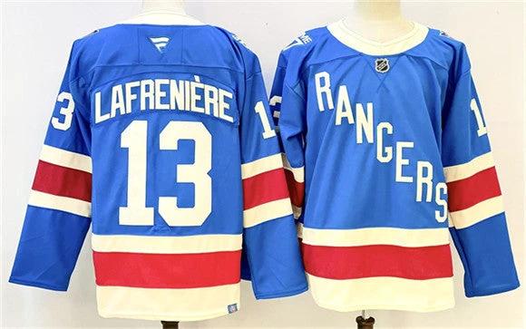Men's New York Rangers #13 Alexis Lafreniere Jersey Blue 2025 Stitched by Hockey David
