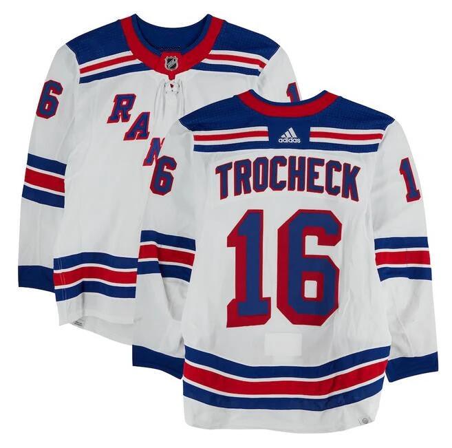 Men's New York Rangers #16 Vincent Trocheck White Stitched Hockey Jersey by Hockey David