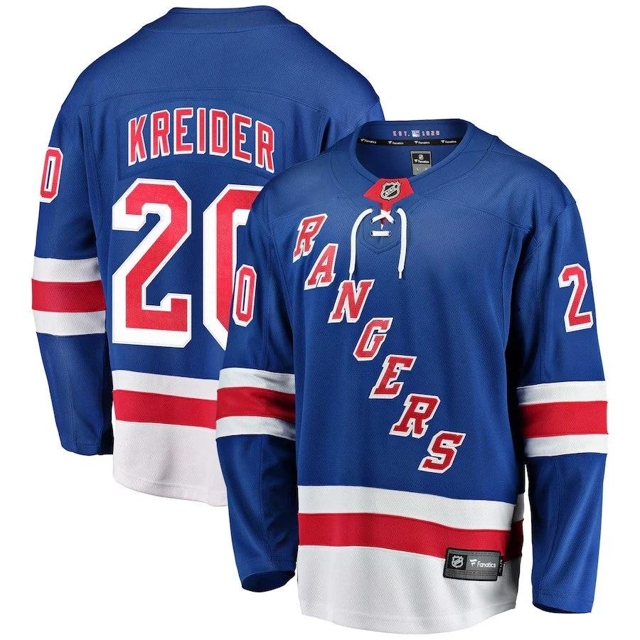 Men's New York Rangers #20 Chris Kreider Home Premier Breakaway Player Jersey Blue by Hockey David