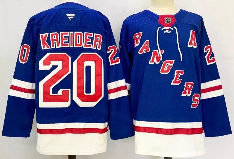 Men's New York Rangers #20 Chris Kreider Jersey Stitched by Hockey David