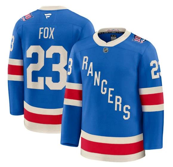 Men's New York Rangers #23 Adam Fox Jersey Blue Centennial Stitched by Hockey David