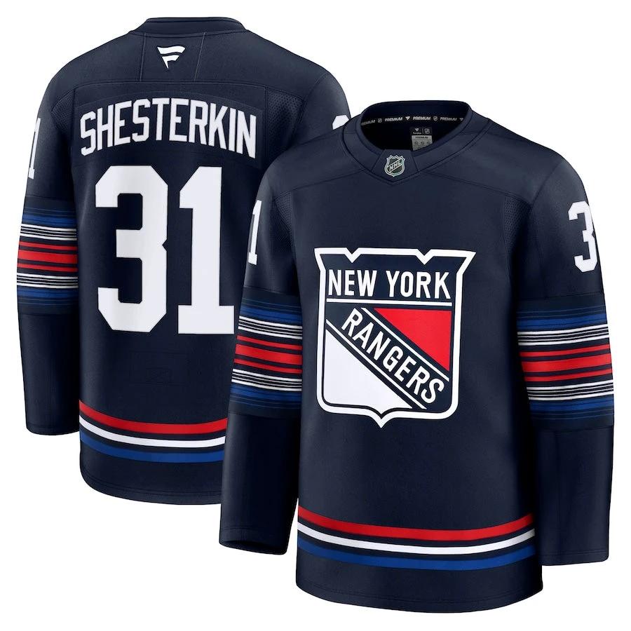Men's New York Rangers #31 Igor Shesterkin Alternate Premium Jersey Navy by Hockey David