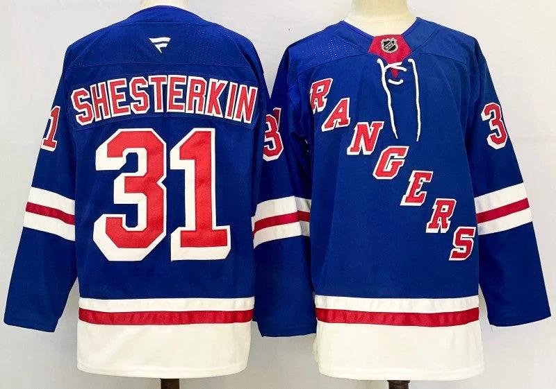 Men's New York Rangers #31 Igor Shesterkin Jersey Stitched by Hockey David