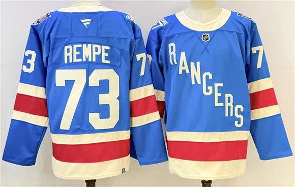 Men's New York Rangers #73 Matt Rempe Jersey Blue 2025 Stitched by Hockey David