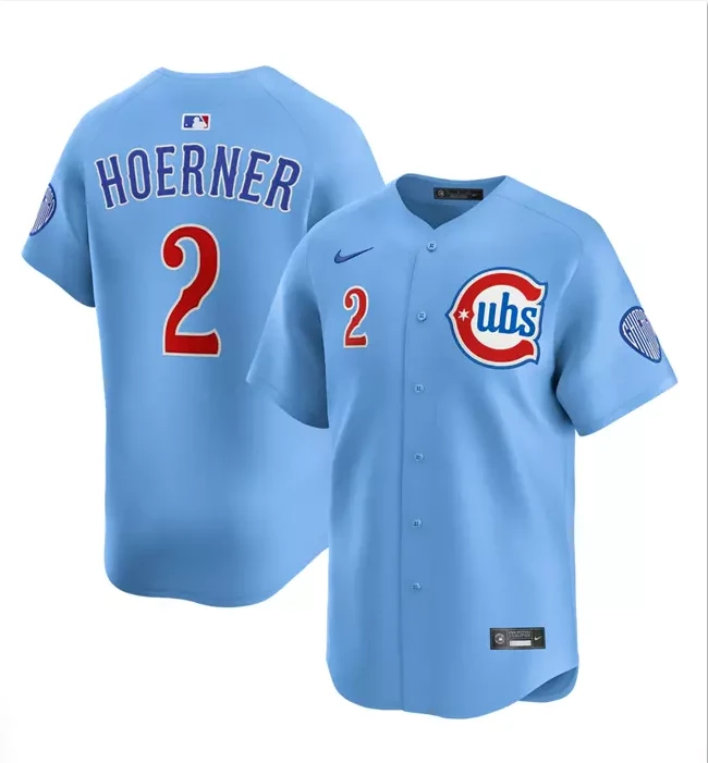Men's Nico Hoerner Blue 2024-25 2nd Alternate Limited Stitched Jersey #2 by My Store
