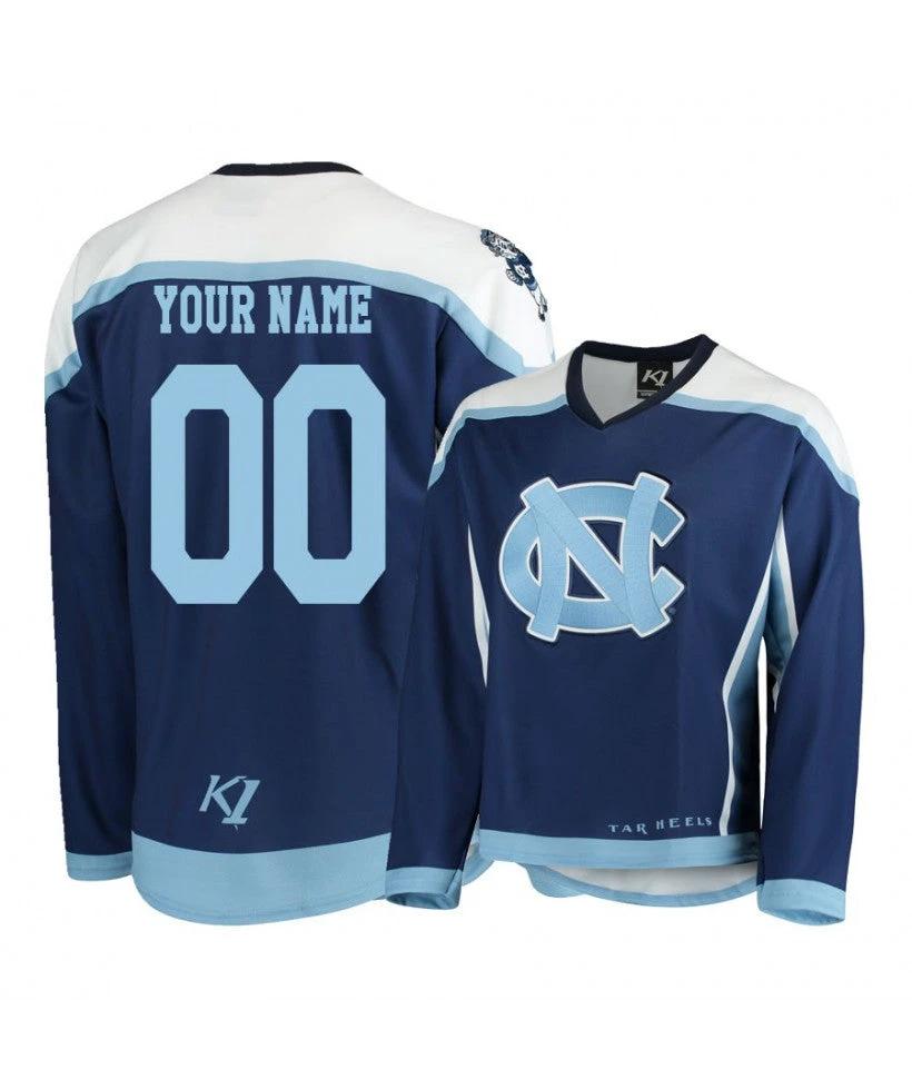 Men's North Carolina Tar Heels Blue Custom Hockey Jersey by Hockey David