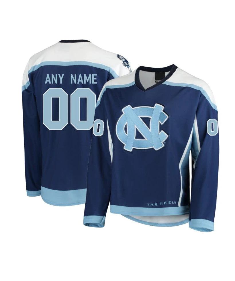 Men's North Carolina Tar Heels Custom Navy Hockey Jersey by Hockey David