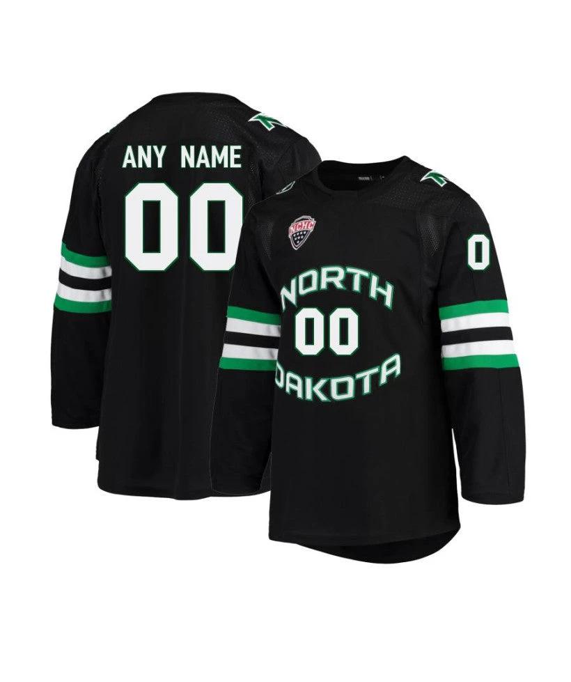 Men's North Dakota Fighting Hawks Custom Black Hockey Jersey by Hockey David