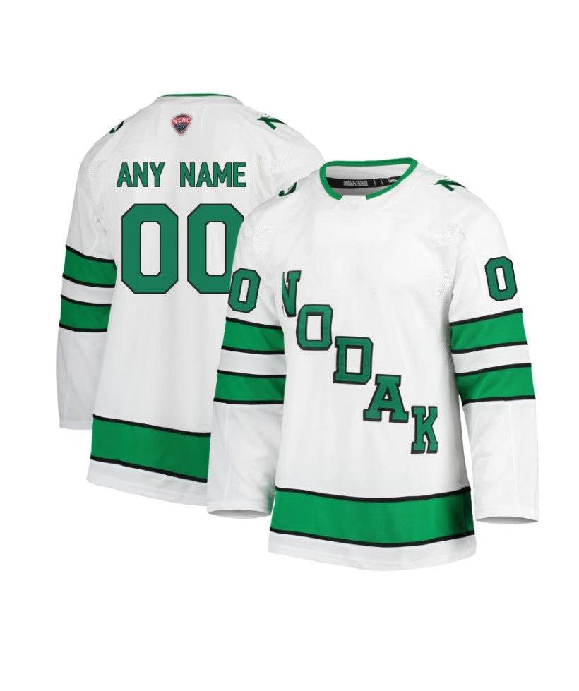 Men's North Dakota Fighting Hawks Custom White Hockey Jersey by Hockey David