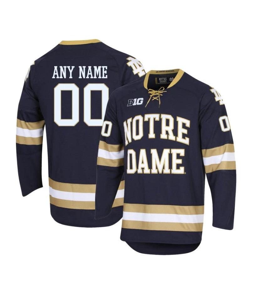 Men's Notre Dame Fighting Irish Custom Navy Hockey Jersey by Hockey David