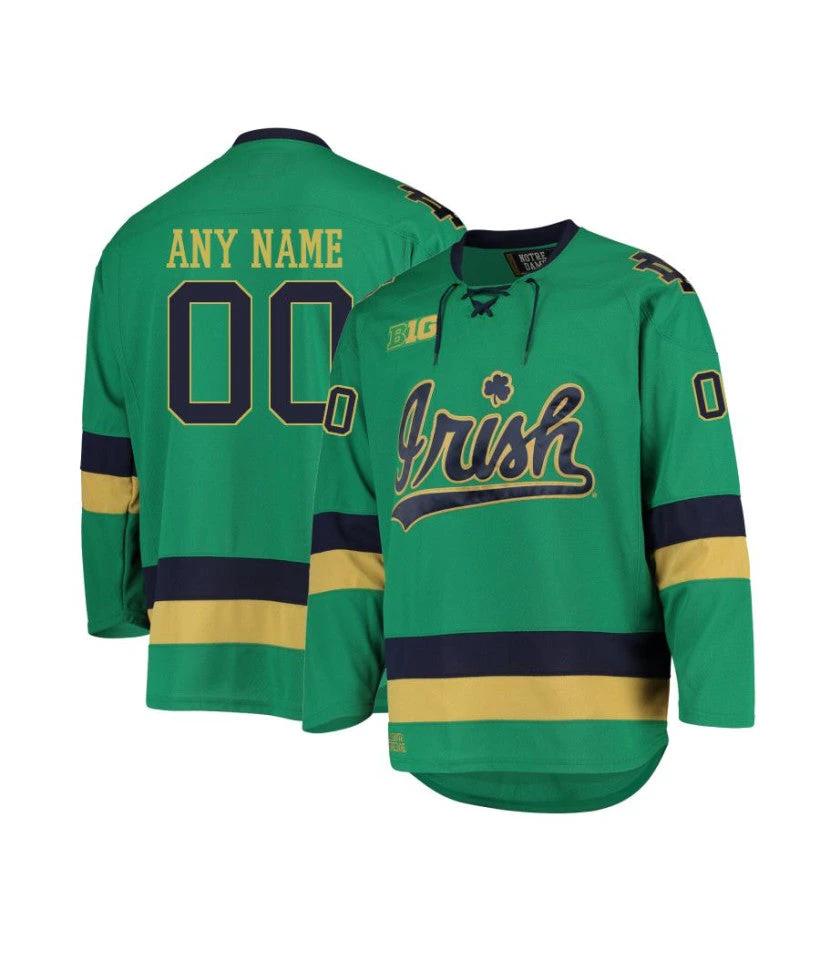 Men's Notre Dame Fighting Irish Custom Team Green Hockey Jersey by Hockey David