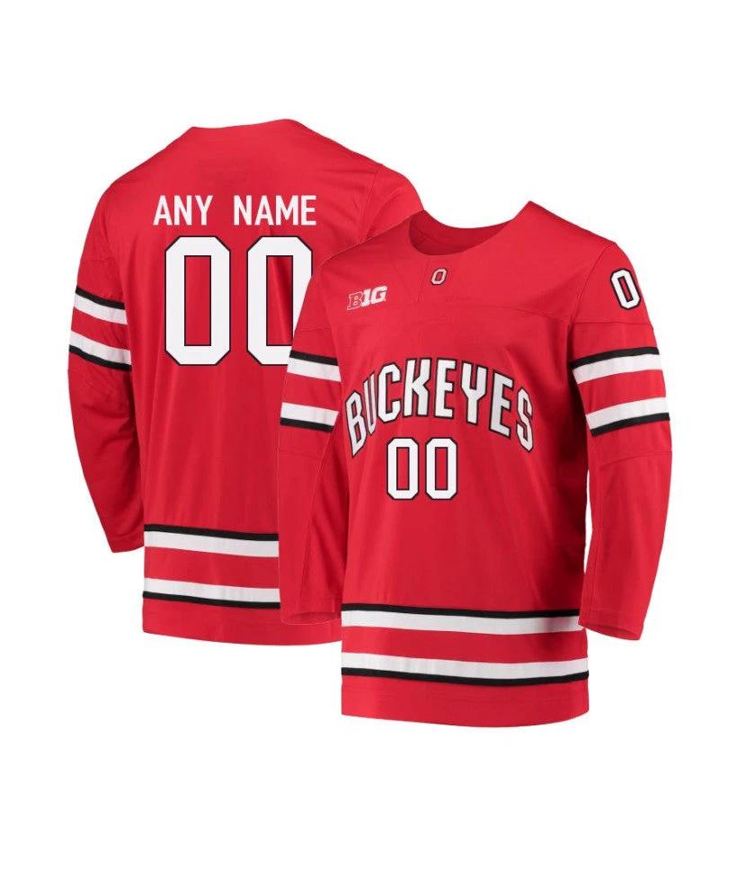 Men's Ohio State Buckeyes Custom Scarlet Hockey Jersey by Hockey David