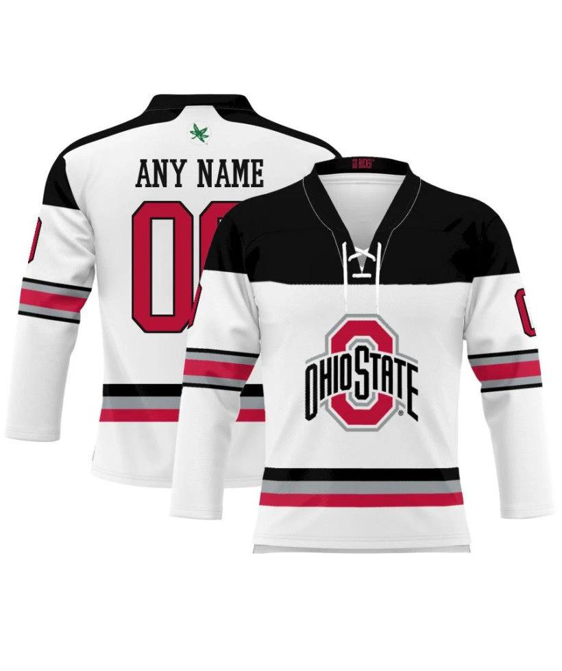 Men's Ohio State Buckeyes Custom White Hockey Jersey by Hockey David
