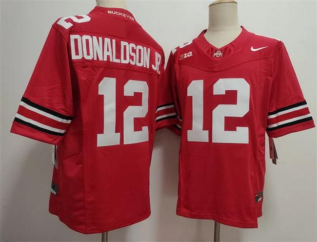 Men's Ohio State Buckeyes #12 CJ Donaldson Red 2025 F.U.S.E. Limited Stitched Jersey by My Store NCAA Football Jerseys