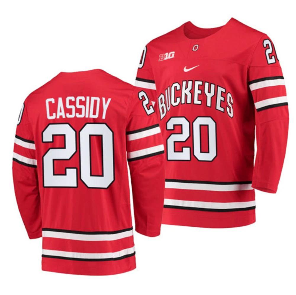 Men's Ohio State Buckeyes #20 Matt Cassidy College Hockey Stitched Jersey Red by Hockey David
