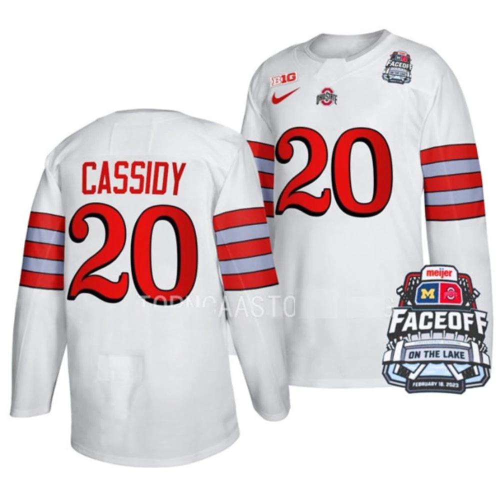 Men's Ohio State Buckeyes #20 Matt Cassidy College Hockey Stitched Jersey White by Hockey David