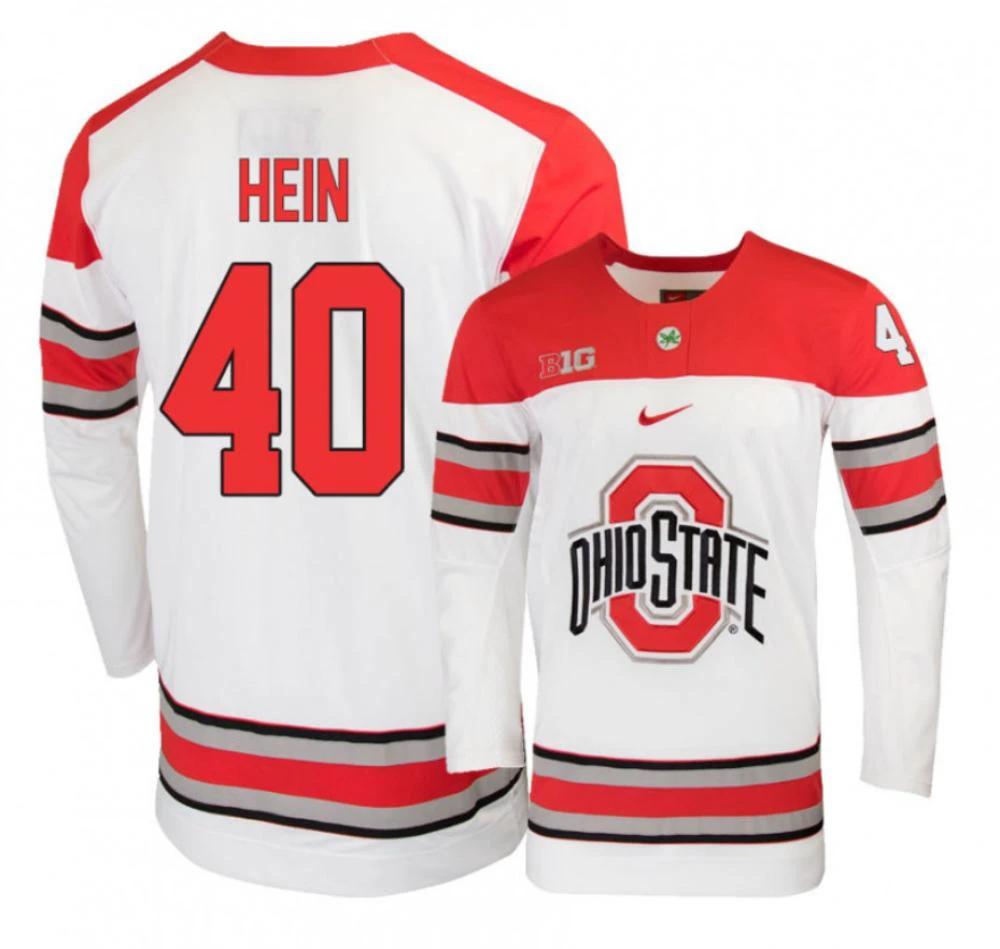 Men's Ohio State Buckeyes #40 Ronnie Hein College Hockey Stitched White Jersey by Hockey David
