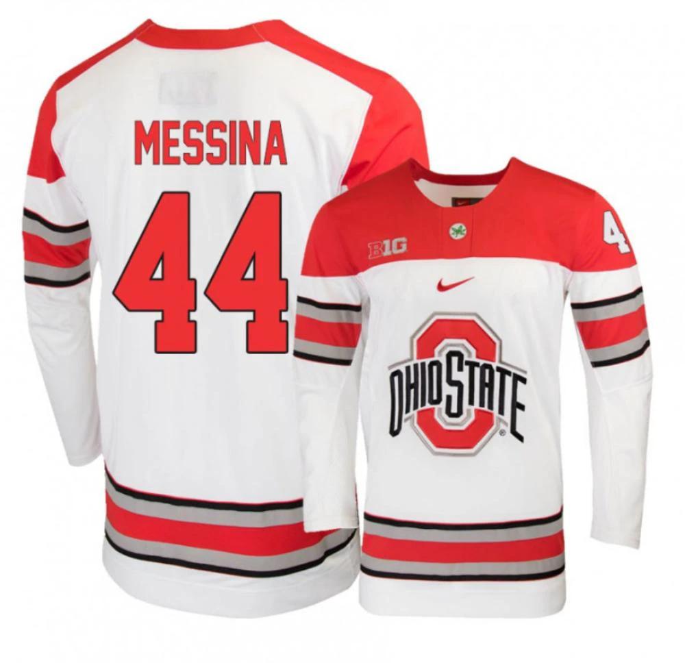 Men's Ohio State Buckeyes #44 D. Messina College Hockey Stitched White Jersey by Hockey David