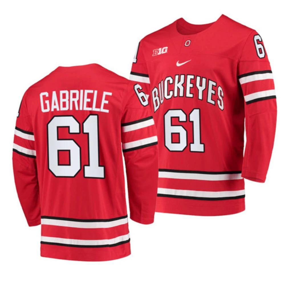 Men's Ohio State Buckeyes #61 Grant Gabriele College Hockey Stitched Jersey Red by Hockey David