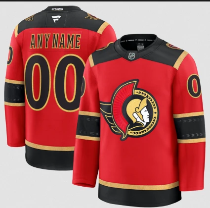 Men's Ottawa Senators Custom Red AlternateStitched Hockey Jersey by Hockey David