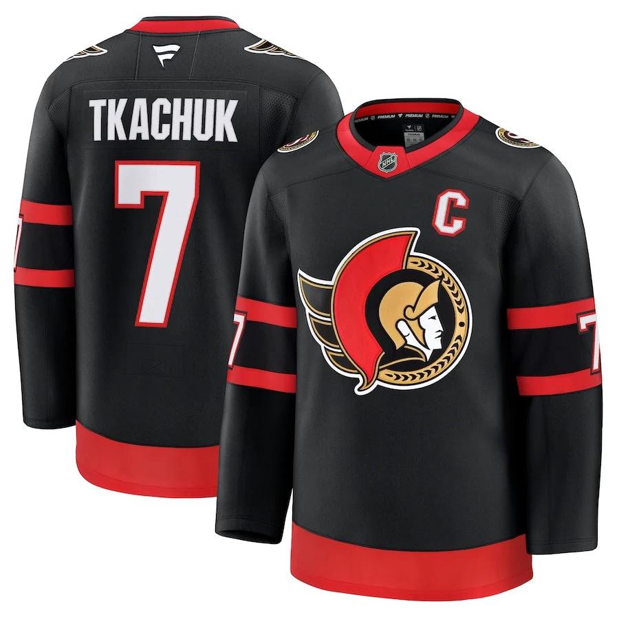 Men's Ottawa Senators #7 Brady Tkachuk Home Premium Jersey Black by Hockey David