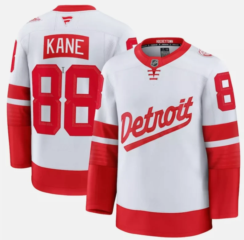 Men's Patrick Kane Jersey #88 Detroit Red Wings White 2025 Stadium Stitched by Hockey David