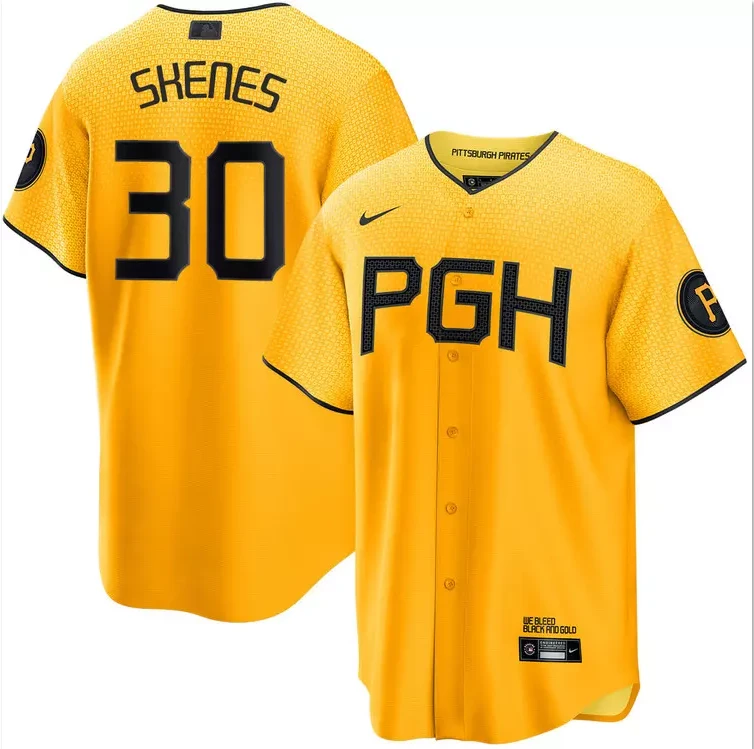 Men's Paul Skenes #30 City Connect Gold Stitched Jersey by My Store