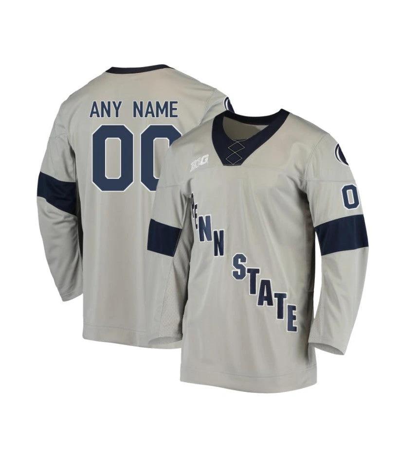 Men's Penn State Nittany Lions Custom Gray Hockey Jersey by Hockey David