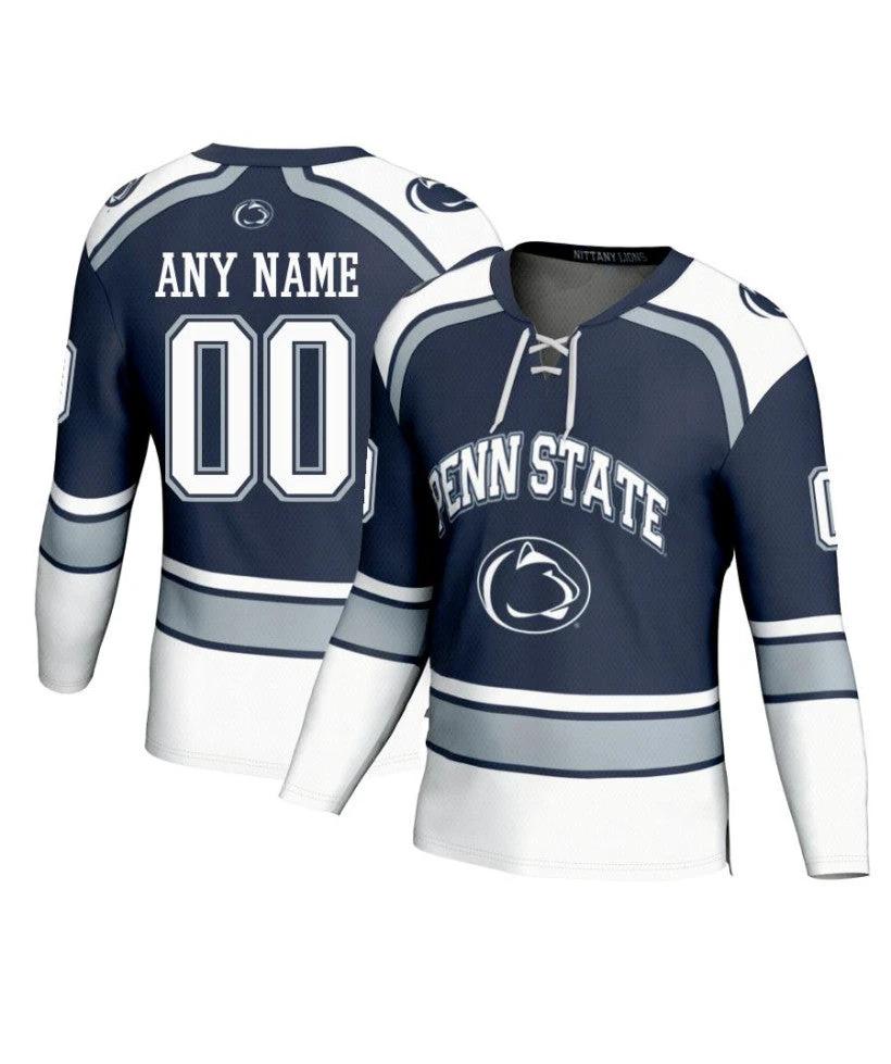 Men's Penn State Nittany Lions Custom Navy Fashion Hockey Jersey by Hockey David